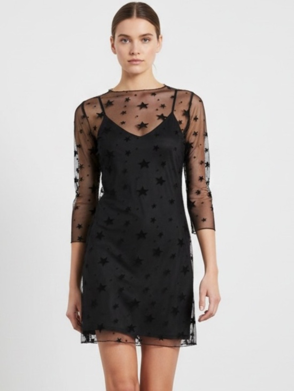 🖤  Black Star Mesh Mini Dress